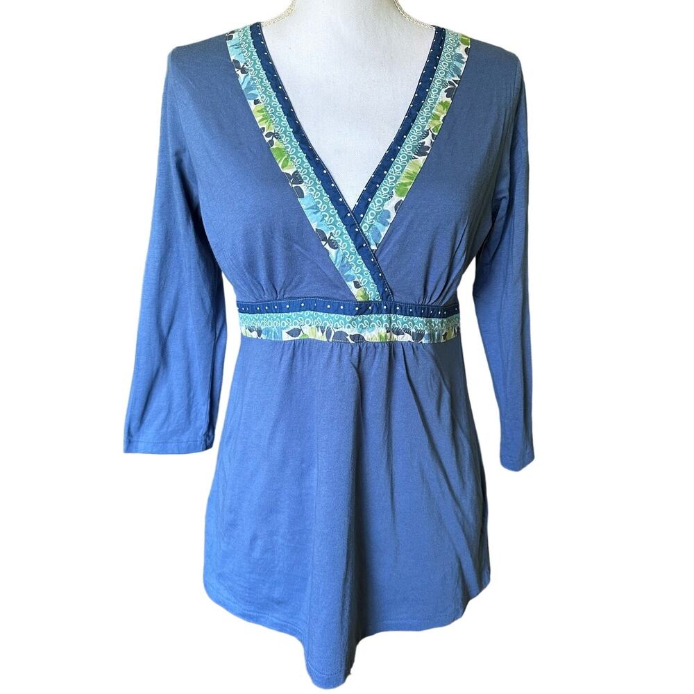 Boden Empire Waist Blue‎ top sz 12 - runs small